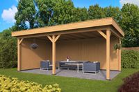 Lariks/Douglas Overkapping Oslo XL type 2 blank 678x430 cm- Plat dak- Onbehandeld lariks Douglas hout- Tuindeco