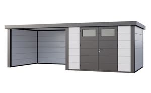 Telluria | Tuinhuis Classico 3030 met Overkapping Lounge XL | Links | Wit-Antraciet