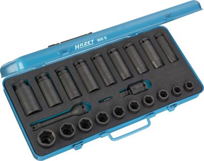 HAZET Krachtdopsleutelset 900S - 1/2 inch (12,5 mm) vierkant hol - Buiten-zeskant-tractieprofiel - 23-delig - 13 - 27