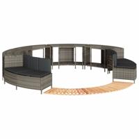 Hottub-ombouw poly rattan massief acaciahout grijs