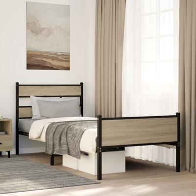 Bedframe zonder matras hout sonoma eikenkleurig 107x200 cm
