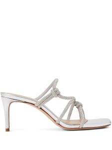 Schutz sandales en cuir 78 mm à ornements en cristal - Argent