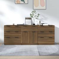 3-delige Dressoirs bewerkt hout bruin eikenkleur
