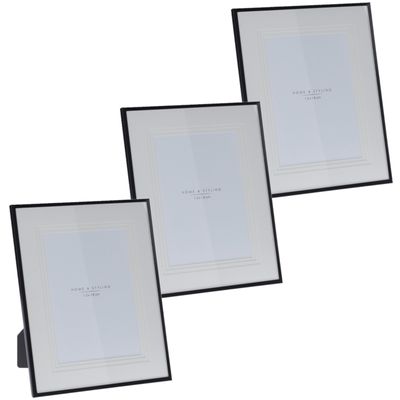 3x stuks aluminium fotolijst zwart geschikt voor een foto van 20 x 25 cm