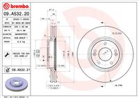 Remschijf BREMBO, Remschijftype: Binnen geventileerd, u.a. fÃ¼r Hyundai, KIA