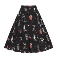 Collectif Matilde Cocktail Menu Swing Skirt Black-XS
