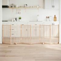 VidaXL Hondenhek met deur opvouwbaar 6 panelen 300 cm massief vurenhout