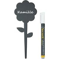 Krijtbordjes van bloemen vormen - op stokje - 5x stuks - 18 cm - met krijtstift
