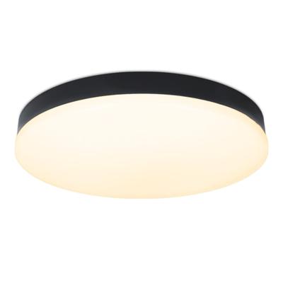 Lumi - Badkamer Plafondlamp - 18 Watt 1500 lumen - Zwart -30 cm - IP54 waterdicht - 2700K Warm wit - Diffuus melkglas effect - LED Plafonniere