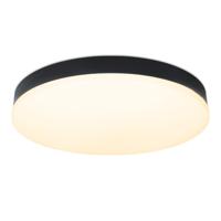 Lumi - Badkamer Plafondlamp - 18 Watt 1500 lumen - Zwart -30 cm - IP54 waterdicht - 2700K Warm wit - Diffuus melkglas effect - LED Plafonniere