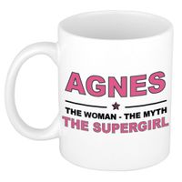 Naam cadeau mok/ beker Agnes The woman, The myth the supergirl 300 ml   - - thumbnail