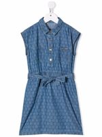 Michael Kors Kids robe-chemise à imprimé monogramme - Bleu