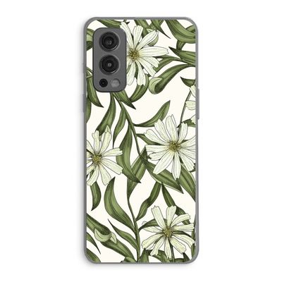 Wit bloemenpatroon: OnePlus Nord 2 5G Transparant Hoesje