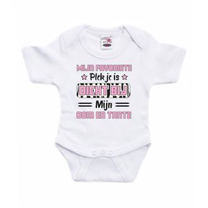 Bellatio Decorations baby rompertje - roze - favoriete plekje - oom en tante - cadeau romper 92 (18-24 maanden)  -