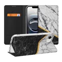 Apple iPhone 16e | Standcase | Marmer Wit Zwart - Origineel Cadeau Man