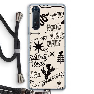 Good vibes: Sony Xperia 5 II Transparant Hoesje met koord