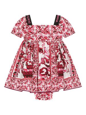 Dolce & Gabbana Kids robe en coton à imprimé Majolica - Rouge