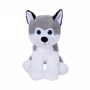 Sandy Husky hond knuffel - pluche - dieren knuffels - 23 cm - dieren knuffels - grijs/wit - 23 cm