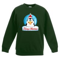 Kersttrui Merry Christmas pinguin kerstbal groen kinderen