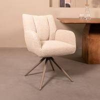 LABEL51 Eetkamerstoel Padua - Naturel - Royal Boucle - Taupe Metalen Frame