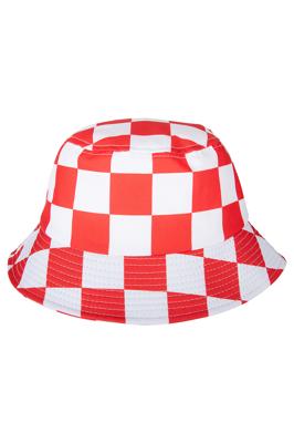 Vissershoedje rood/wit geblokt