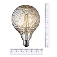 Globe geribbeld licht getint glas LED lamp 4W 300 lumen E27 1800K warm kaarslicht 17,5 cm hoog