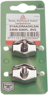 Staaldraadklem simplex rvs 4mm 2st - Deltafix