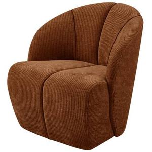 WOOOD Mojo Draaifauteuil - Geweven Ribstof - Rost Bruin - 75x68x77 cm