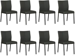 Set van 8 Donkergroene leren moderne eetkamerstoelen Basic - poot vierkant zwart - Toledo Leer Verde (donkergroen leer)