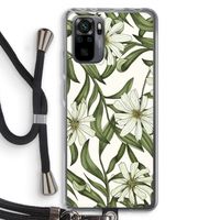 Wit bloemenpatroon: Xiaomi Redmi Note 10 Pro Transparant Hoesje met koord