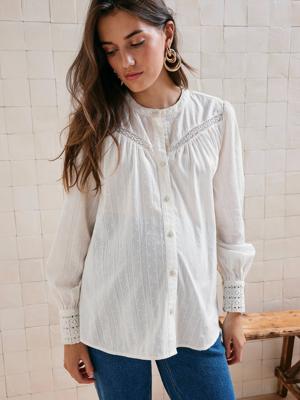 Blouse met geborduurd effect voor zwangerschap en borstvoeding wit