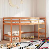 Kinderhoogslaper met ladder 90x190 cm massief grenenhout bruin