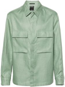 Zegna chemise en lin à poches poitrine - Vert