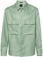 Zegna chemise en lin à poches poitrine - Vert - thumbnail