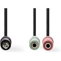 Audiokabel Headset | 3,5 mm Male - 2x 3,5 mm Female | 0,2 m | Zwart