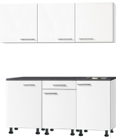 Kitchenette 180 cm wit mat met stelpoten en wandkasten RAI-0144