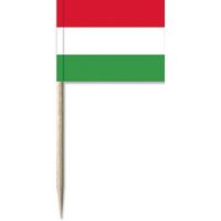50x Vlaggetjes prikkers Hongarije 8 cm hout/papier   -