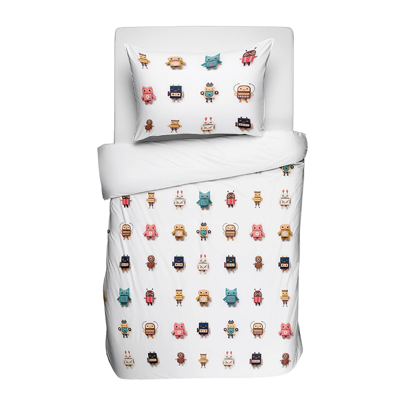 Dekbedovertrek Katoen Tiny Robots 140x200 Cm Fresh And Co Kids - Dekbed-Discounter.nl