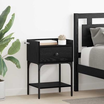 Nachtkastje 2 pcs Zwart eiken 40 x 29 x 60 cm Bewerkt hout