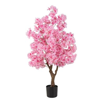 120 cm Kunstmatige Kersenbloesemboom Nep Bloeiende Bloemenboom met Roze Bloemen Meerstammige PE-stam
