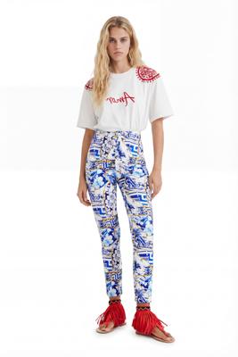 Slim fit broek met print van Stella Jean - BLUE - L Slim fit broek met print van Stella Jean - BLUE - L