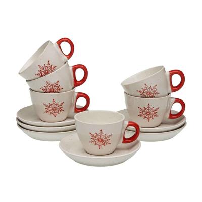 Set van 6 kopjes met schotel Versa Yule Keramiek