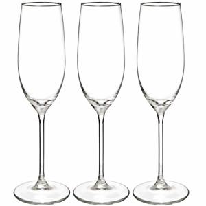 Champagneglazen set Lina - doosje 12x stuks - chique transparant glas - 21 CL - D4.5 x H23 cm