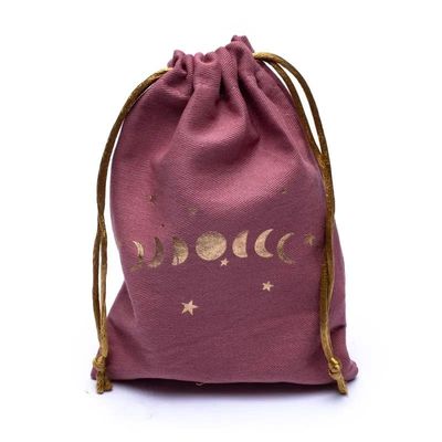 Katoenen Tasje Maanfasen Roze - 19 x 13 cm