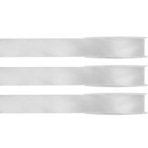 Hobby/decoratie satijnen lint - 3x - wit - 1 cm x 25 meter - cadeauverpakking - polyester