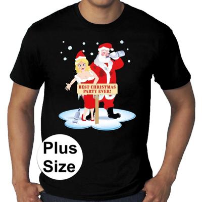 Grote maten foute Kersttrui t-shirt - Best Christmas party ever - zwart - voor heren
