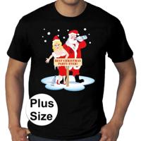 Grote maten foute Kersttrui t-shirt - Best Christmas party ever - zwart - voor heren
