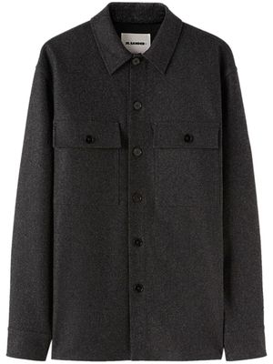 Jil Sander chemise en laine à col pointu - Gris