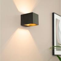 Fornax notte nera by LUSENZ - Kubusvormige up and down wandlamp met een geborstelde zwarte coating