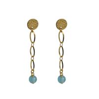 Flow Jewels Hang Oorbellen Celine Blauw Kraaltje Goud